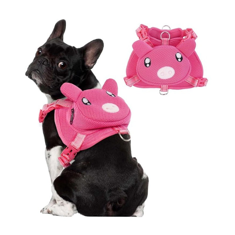 Outdoor Travel Cartoon Dog Breast Strap Backpack