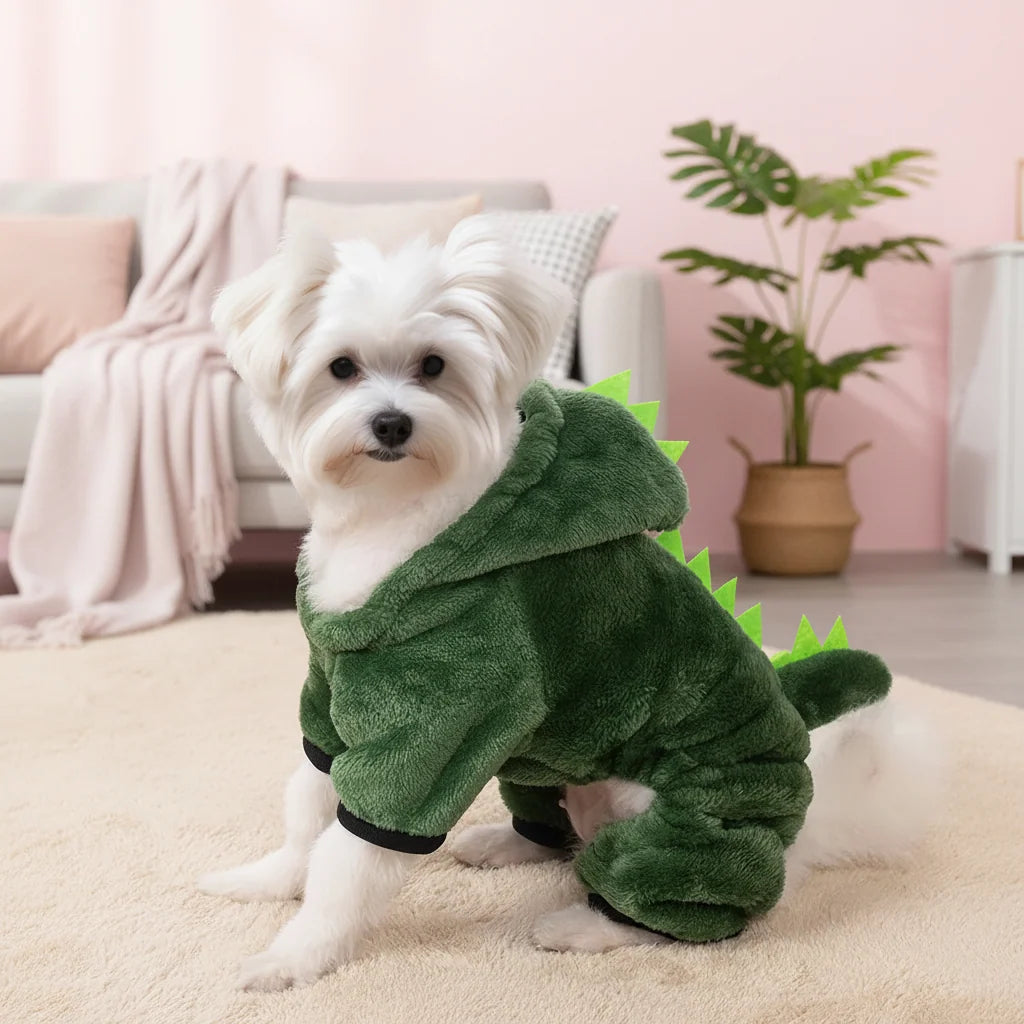 Dinosaur Hoodie for Small Cats — Medium Dogs