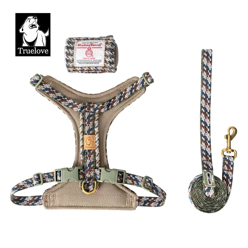 TrueLove Harris Tweed Dog Harness, Leash & Poop Bag Dispenser Set TLH2912