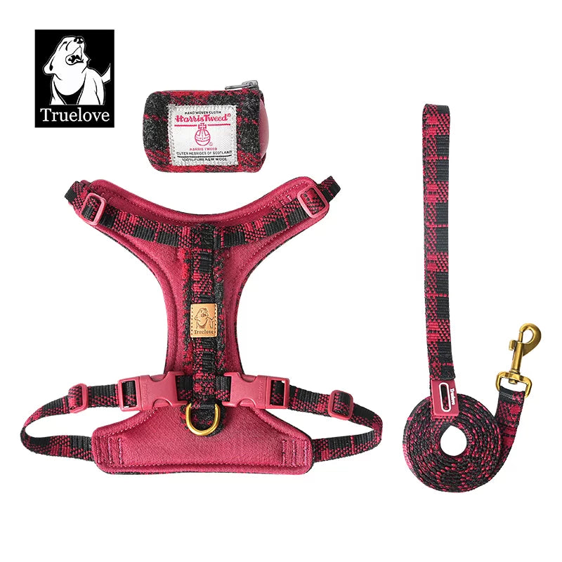 TrueLove Harris Tweed Dog Harness, Leash & Poop Bag Dispenser Set TLH2912